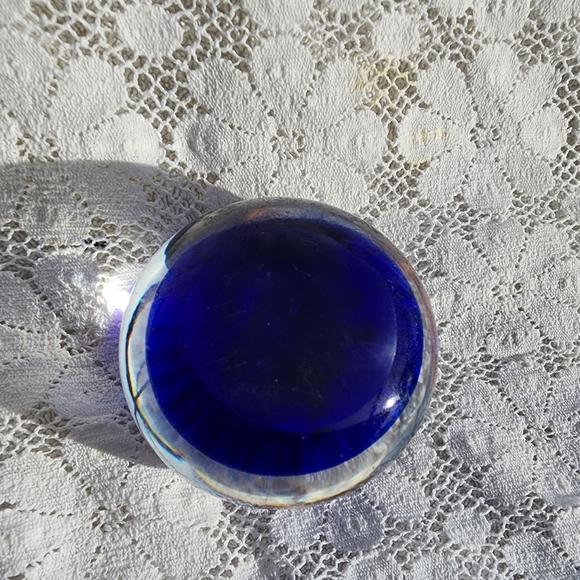 Blue and yellow Paperweight 3 inches in diameter - Picture 8 of 10